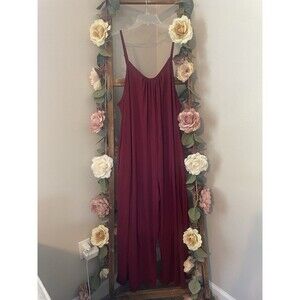 Maroon Sleeveless Wide-Leg Jumpsuit 2XL